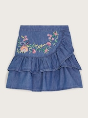 Monsoon Chambray-Rock mit bestickter Rüschen aus 100 % Baumwolle - Bild 1 von 3