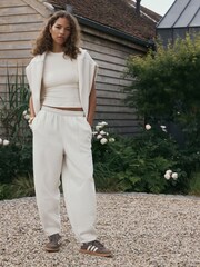 self. Ecru Barrel Leg Joggers - Image 3 of 8