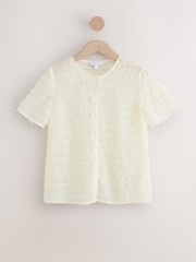 Ecru - Sheer Tufty Button Down Short Sleeve Top - Imagem 7 de 9