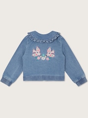 Monsoon Blue Embroidered Denim Bomber 100% Cotton Jacket - Image 2 of 3