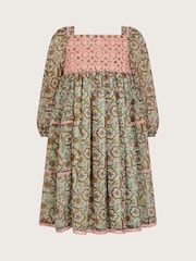 Monsoon Green Long Sleeve Paisley Yoke Dress - Image 1 of 3