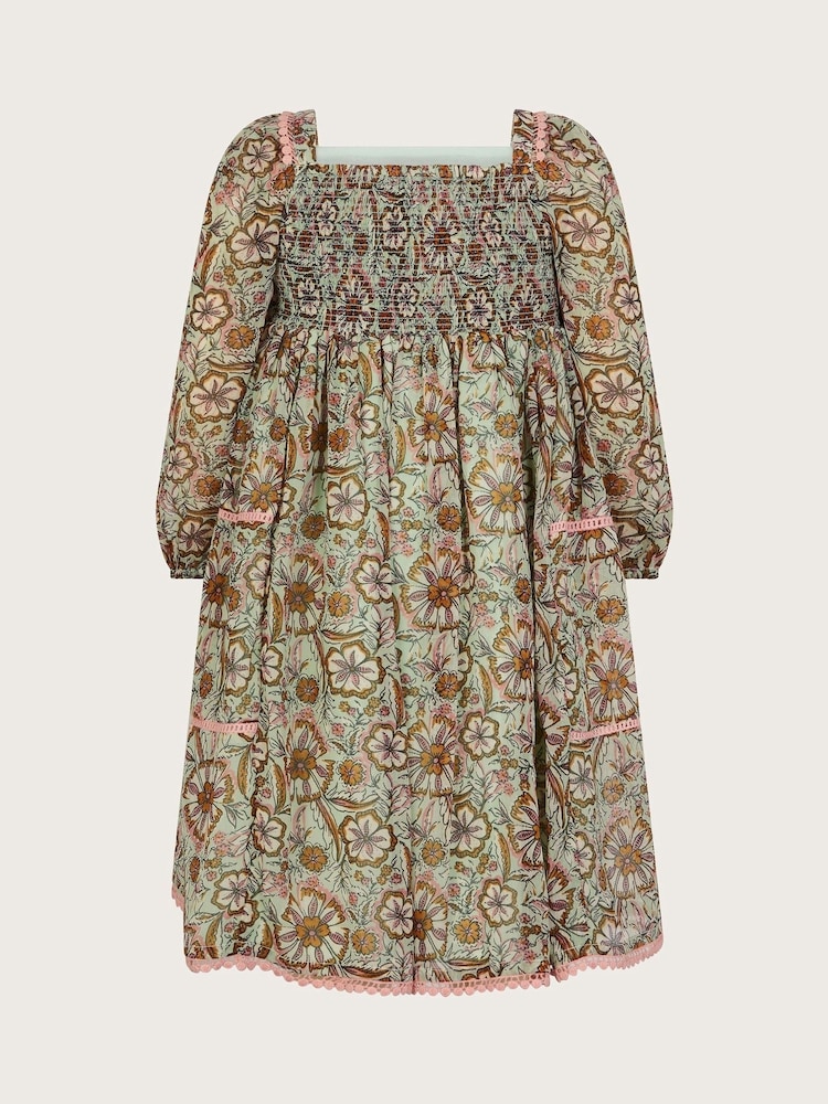 Monsoon Green Long Sleeve Paisley Yoke Dress - Image 2 of 3