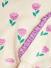 Monsoon Pink Tulip Print Frilly 100% Cotton Sweatshirt - Image 3 of 3