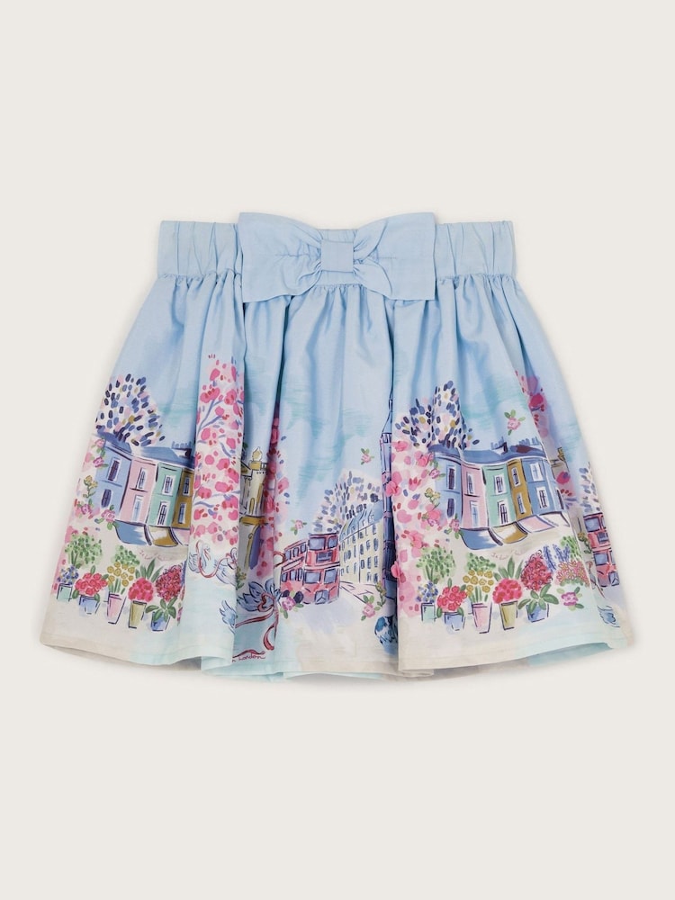 Monsoon Blue London Print Bow Skirt - Image 1 of 3 Monsoon Blue London Print Bow Skirt - Image 1 of 3