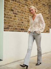 Ecru Paisley Lace V-Neck Blouse - Image 2 of 7