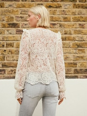 Ecru Paisley Lace V-Neck Blouse - Image 3 of 7