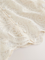 Ecru Paisley Lace V-Neck Blouse - Image 6 of 7