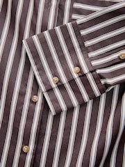 Chocolate Brown Stripe Oversized Long Sleeve Boyfriend Shirt - Image 8 of 9