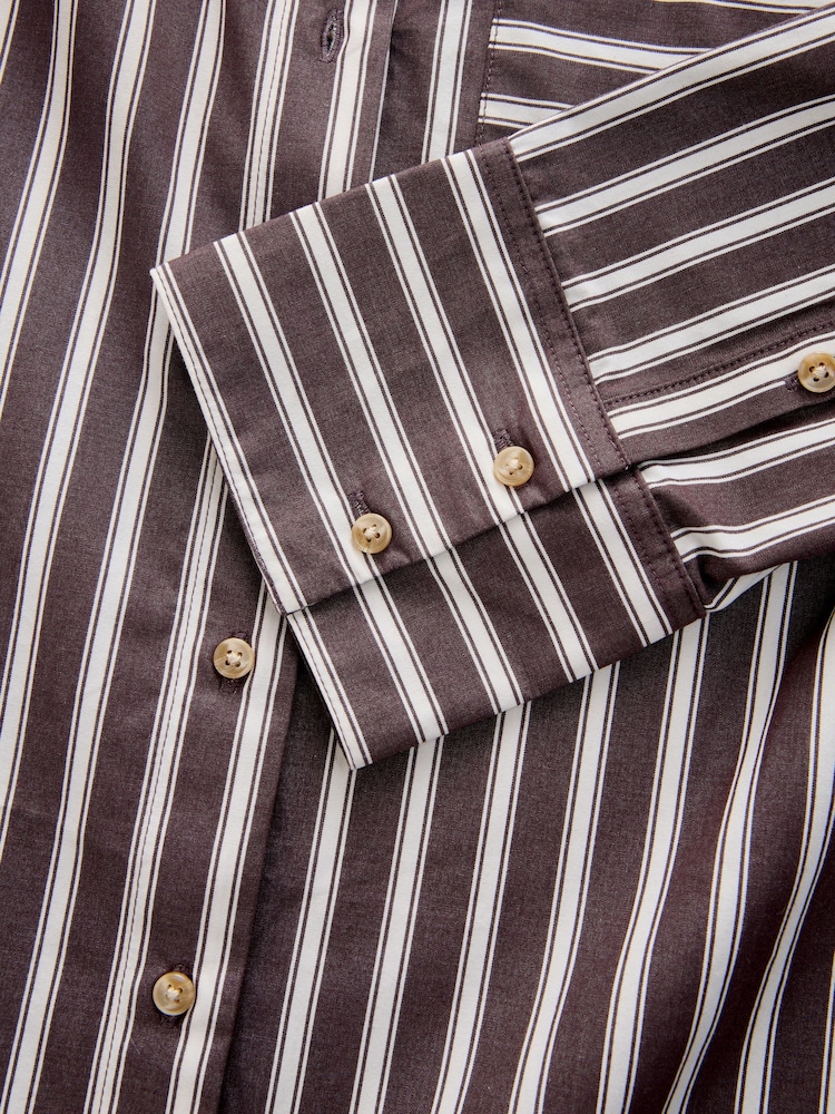womens brown wedding guest dress Peri Striped Shirt main image 0