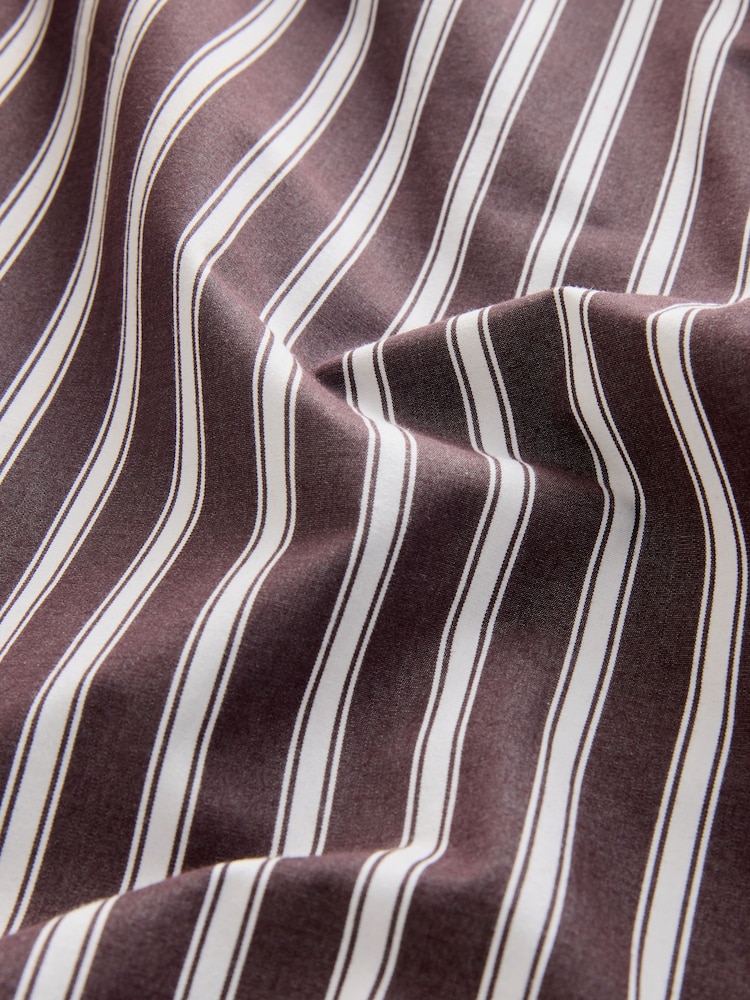 Chocolate Brown Stripe Oversized Long Sleeve Boyfriend Shirt - Image 9 of 9