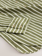 Green/White Stripe Oversized Long Sleeve Boyfriend Shirt - Image 8 of 8