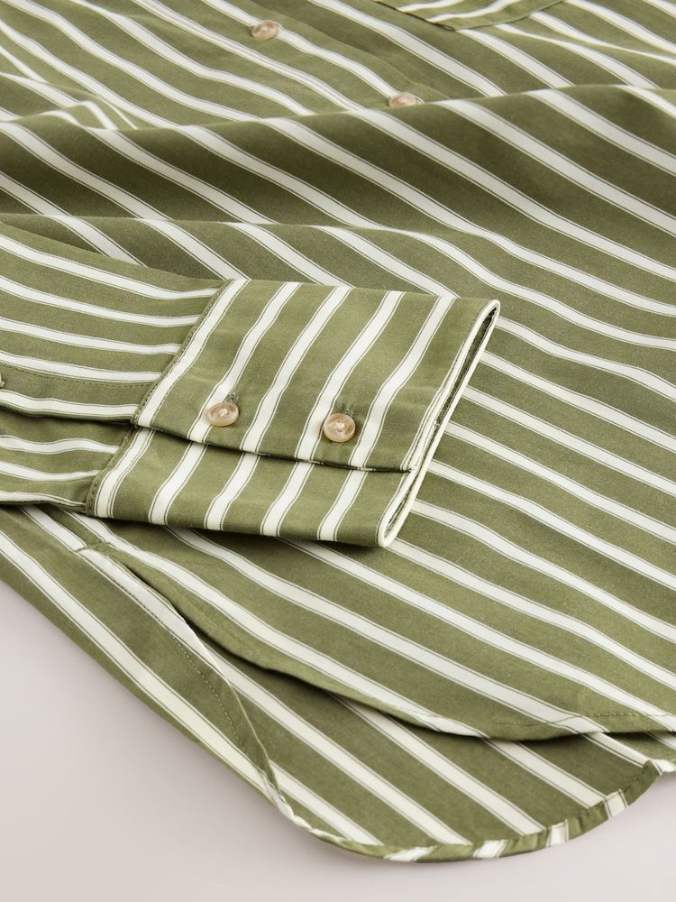 Green/White Stripe Oversized Long Sleeve Boyfriend Shirt - Image 8 of 8 Green/White Stripe Oversized Long Sleeve Boyfriend Shirt - Image 8 of 8