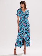 Ro&Zo Floral Frill Front Midi Dress - Image 1 of 4