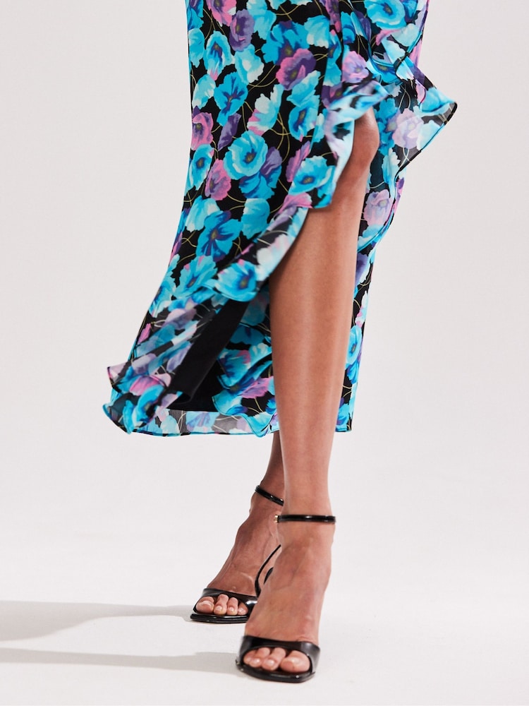 Ro&Zo Floral Frill Front Midi Dress - Image 4 of 4