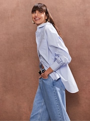 Ro&Zo Blue Stripe Pocket 100% Cotton Shirt - Image 4 of 5