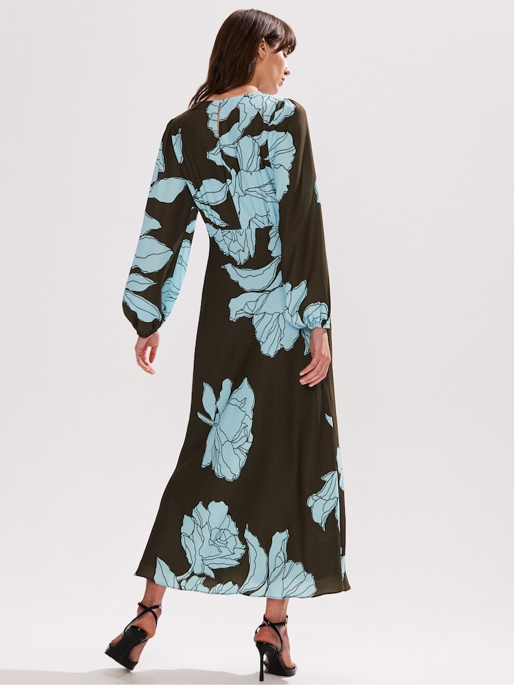 Ro&Zo Blue Mae Floral Twist Front Midi Dress - Image 4 of 4