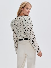 Ro&Zo Black/white Mono Dalmatian Print Puff Sleeve Blouse - Image 4 of 4