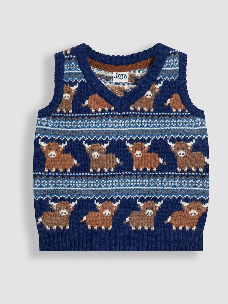 JoJo Maman Bébé Light Blue Fair Isle Tank Top - Image 1 of 3