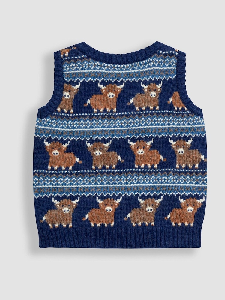 JoJo Maman Bébé Light Blue Fair Isle Tank Top - Image 2 of 3