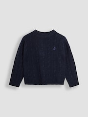 JoJo Maman Bébé Blue Classic Cable Jumper - Image 1 of 3