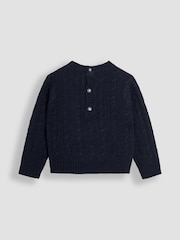 JoJo Maman Bébé Blue Classic Cable Jumper - Image 2 of 3