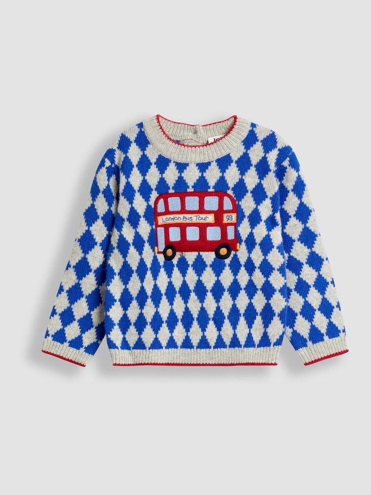 JoJo Maman Bébé Blue Appliqué Jumper - Image 1 of 3 JoJo Maman Bébé Blue Appliqué Jumper - Image 1 of 3