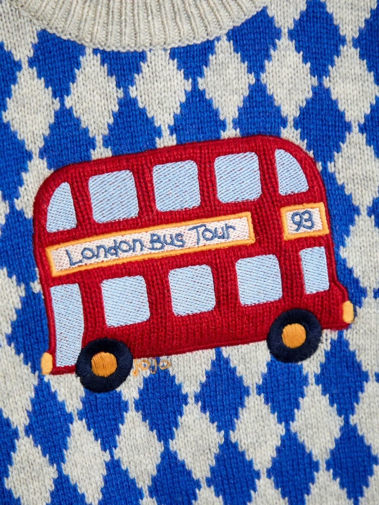 JoJo Maman Bébé Blue Appliqué Jumper - Image 3 of 3