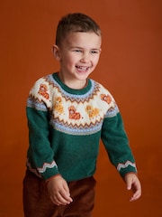 JoJo Maman Bébé Green Character Fair Isle Jumper - Image 2 of 3