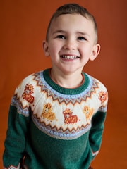 JoJo Maman Bébé Green Character Fair Isle Jumper - Image 3 of 3