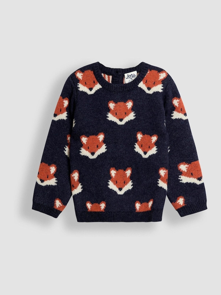 JoJo Maman Bébé Blue Intarsia Jumper - Image 1 of 3