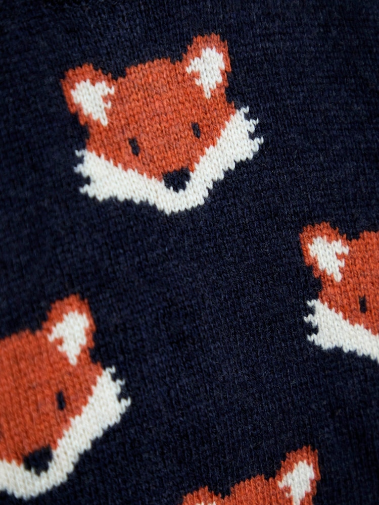 JoJo Maman Bébé Blue Intarsia Jumper - Image 2 of 3