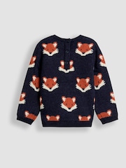 JoJo Maman Bébé Blue Intarsia Jumper - Image 3 of 3
