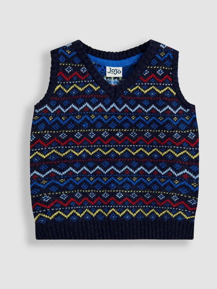 JoJo Maman Bébé Blue Fair Isle Tank Top - Image 1 of 3