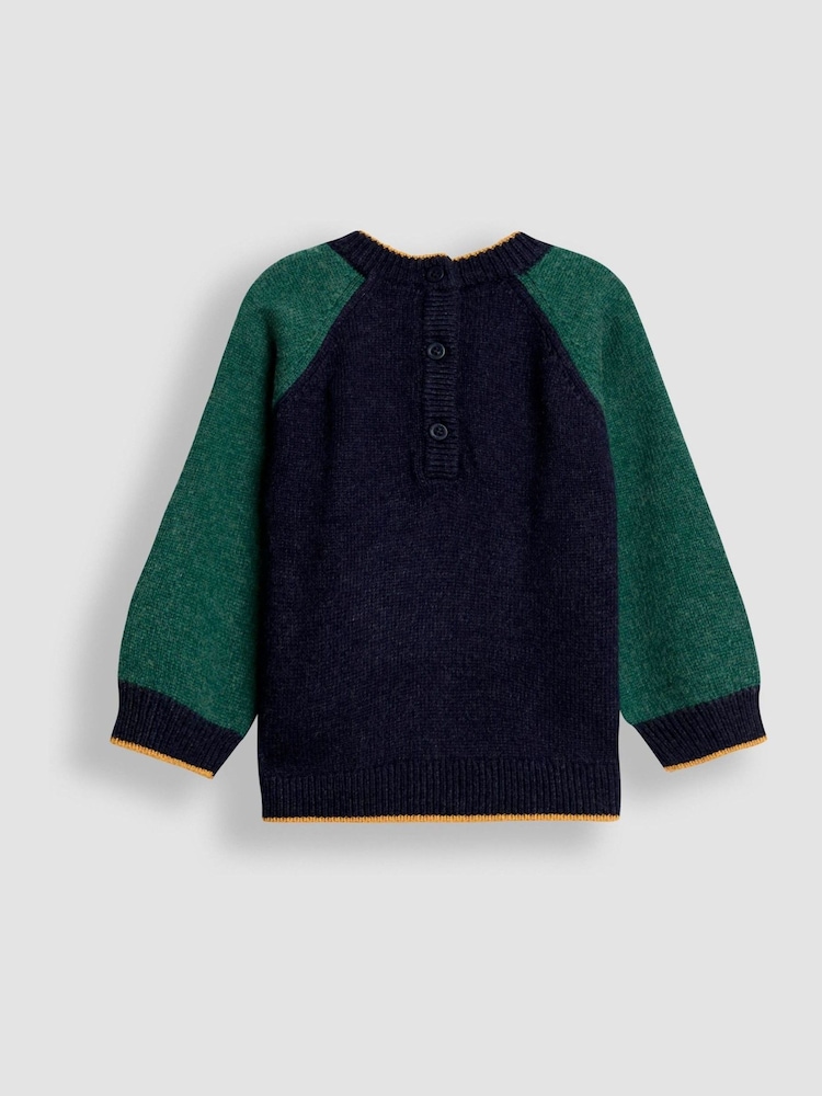 JoJo Maman Bébé Navy Blue Highland Cow Raglan Character Jumper - Image 2 of 3
