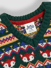 JoJo Maman Bébé Green Fair Isle Tank Top - Image 2 of 3