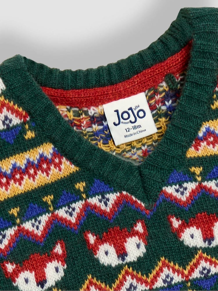 JoJo Maman Bébé Green Fair Isle Tank Top - Image 2 of 3
