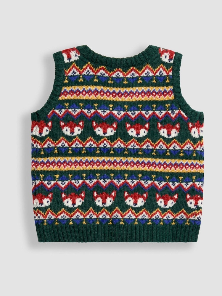 JoJo Maman Bébé Green Fair Isle Tank Top - Image 3 of 3