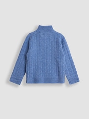 JoJo Maman Bébé Blue Classic Cable Half Zip Jumper - Image 2 of 3