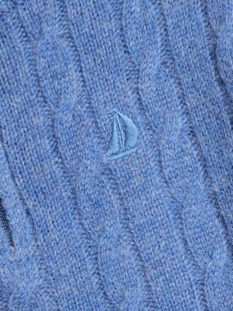 JoJo Maman Bébé Blue Classic Cable Half Zip Jumper - Image 3 of 3