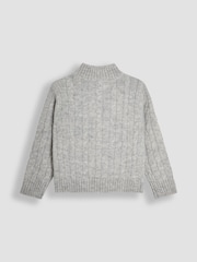 JoJo Maman Bébé Grey Classic Cable Half Zip Jumper - Image 2 of 2