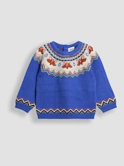 JoJo Maman Bébé Blue Character Fair Isle Jumper - Image 1 of 3