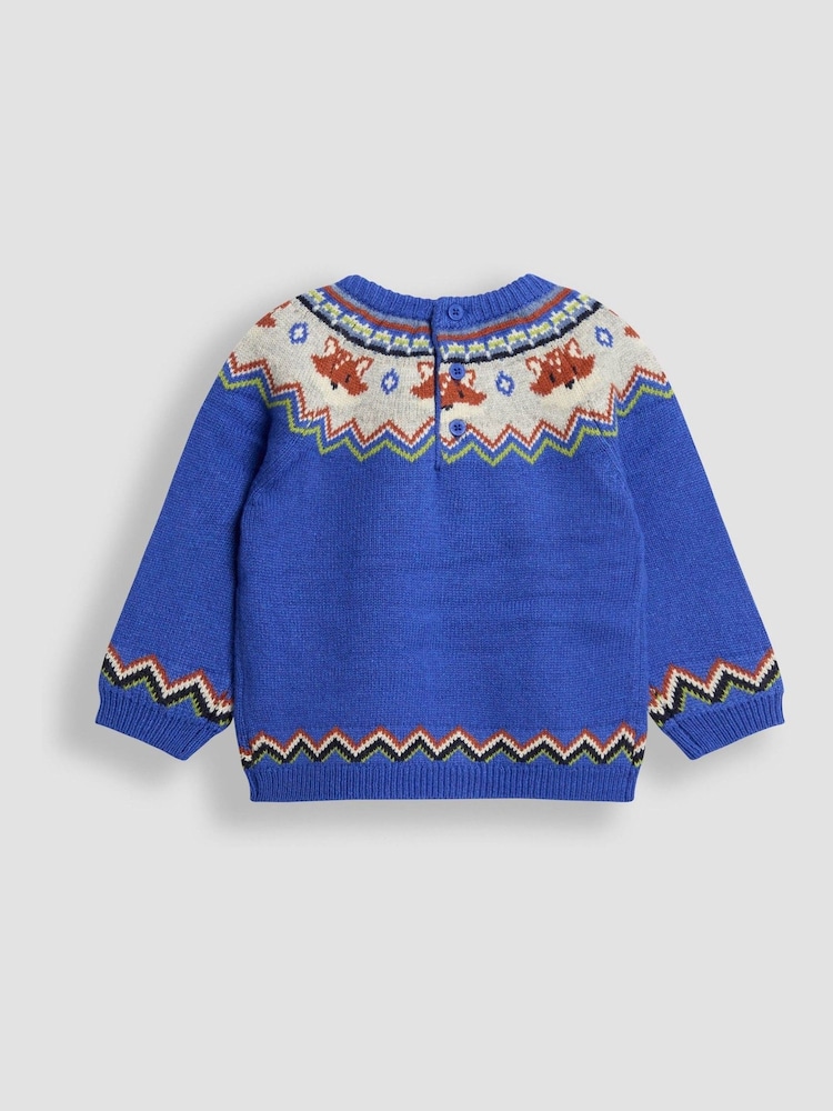 JoJo Maman Bébé Blue Character Fair Isle Jumper - Image 3 of 3
