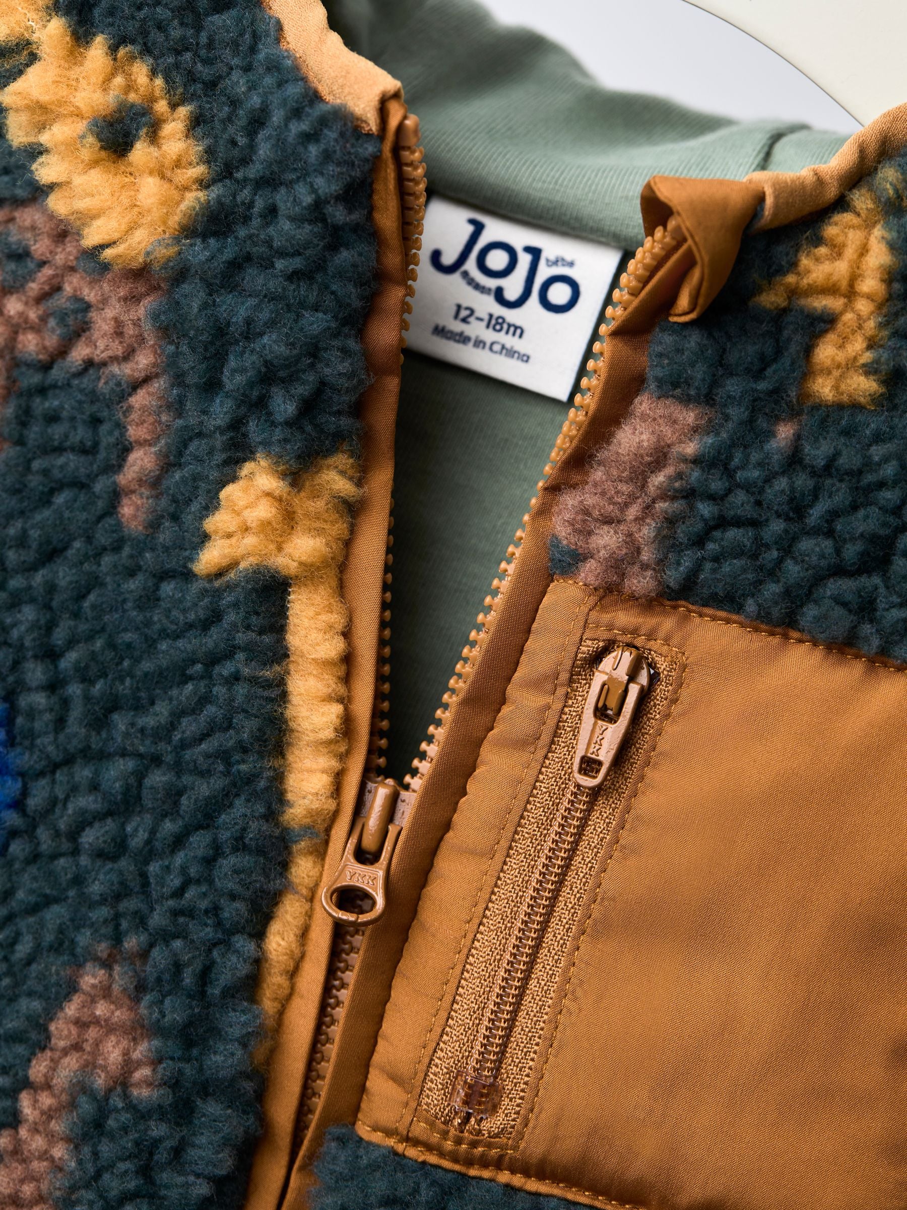 Buy JoJo Maman Bébé Khaki Green Giraffe Checkerboard Hooded Borg