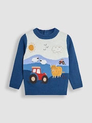 modra - JoJo Maman Bébé Scene Jumper - Slika 1 iz 3