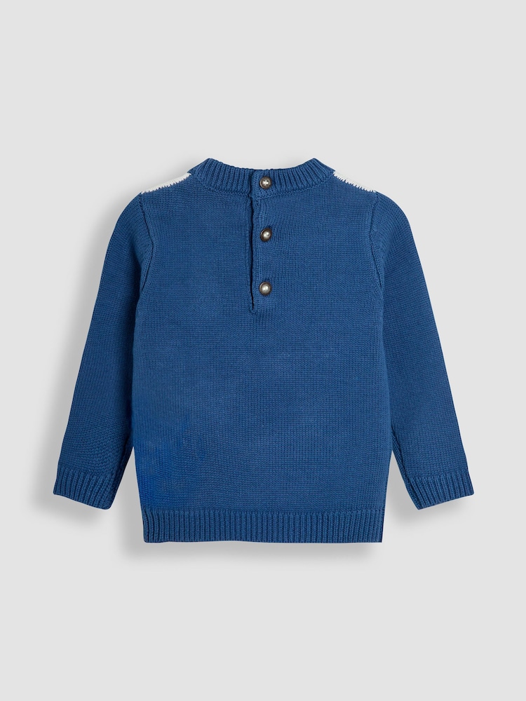 JoJo Maman Bébé Indigo Blue Tractor Scene Jumper - Image 2 of 3 JoJo Maman Bébé Indigo Blue Tractor Scene Jumper - Image 2 of 3