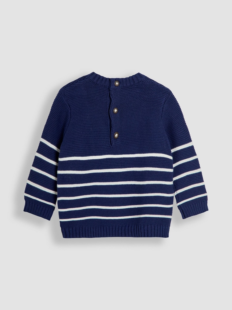 JoJo Maman Bébé Blue Classic Stripe Jumper - Image 3 of 3