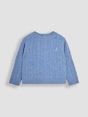 JoJo Maman Bébé Light Blue Classic Cable Jumper - Image 1 of 3