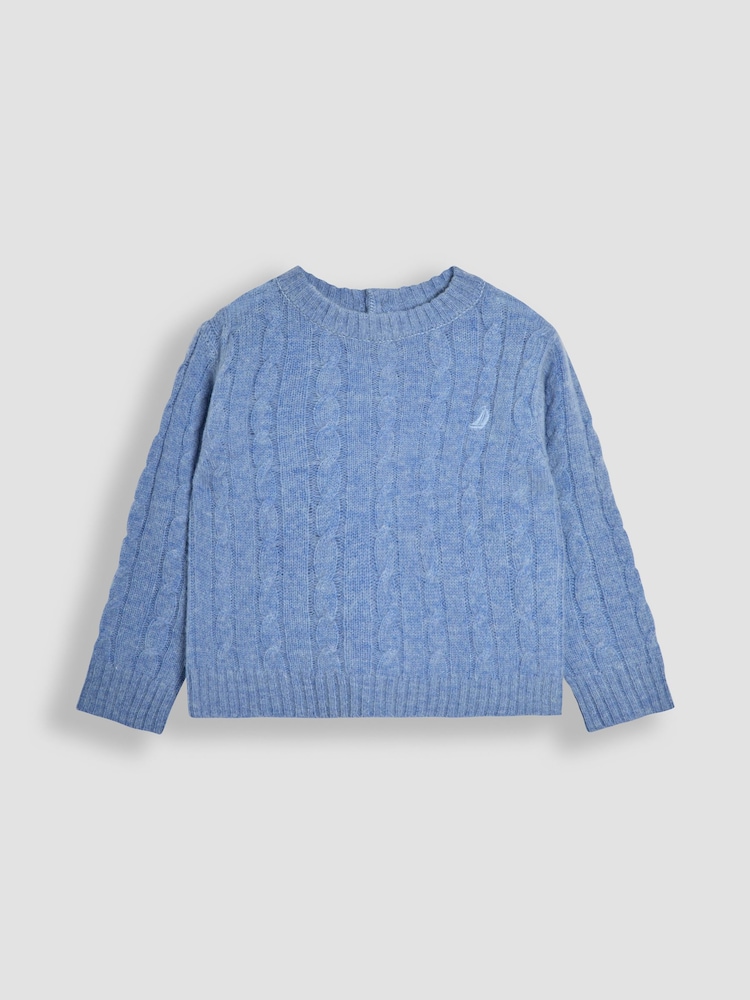 JoJo Maman Bébé Light Blue Classic Cable Jumper - Image 1 of 3