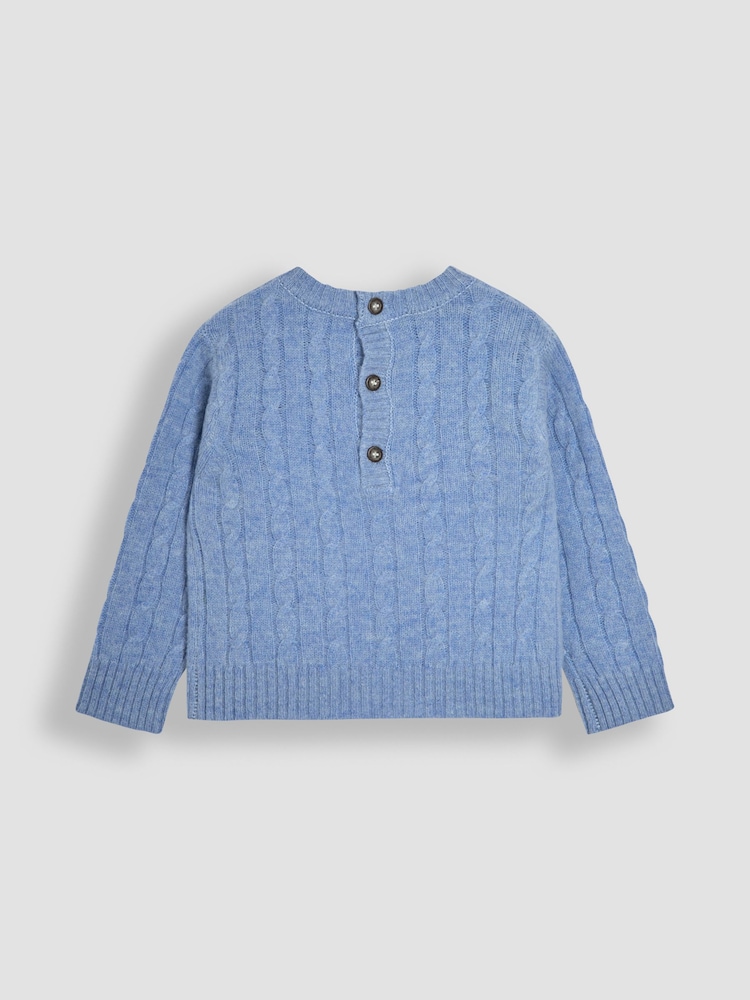 JoJo Maman Bébé Light Blue Classic Cable Jumper - Image 2 of 3