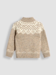 JoJo Maman Bébé Natural Fair Isle Half Zip Knit Jumper - Image 2 of 3